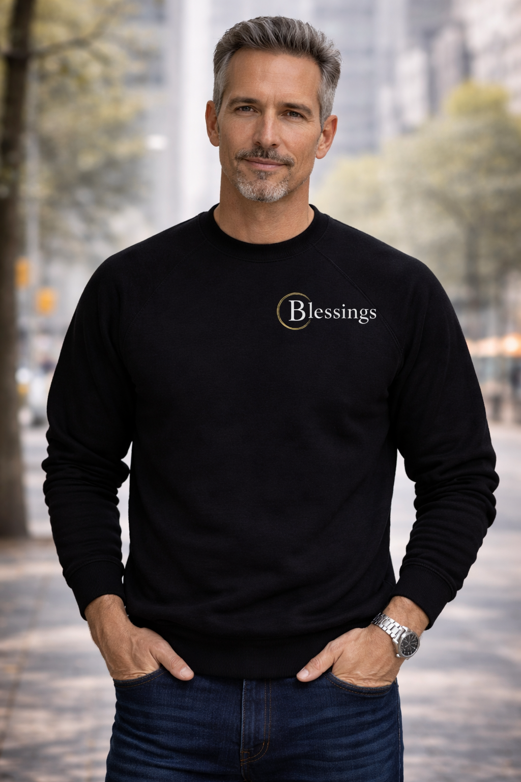 Blk Sweatshirt w-white